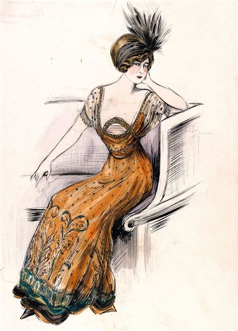 Edwardian Fashion 1910 Jeanne Paquin Fashion Drawing Illustration