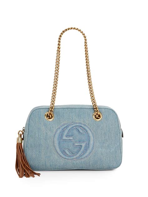 Certified gucci bags available on collector square. Gucci Soho Denim Shoulder Bag in Blue - Lyst