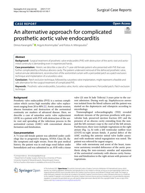 Pdf An Alternative Approach For Complicated Prosthetic Aortic Valve