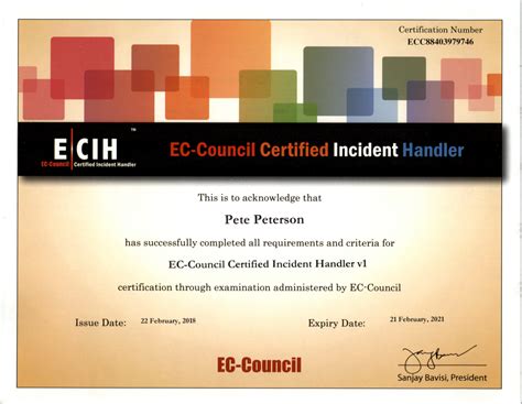 Certified Incident Handler Peterson And Associates Inc