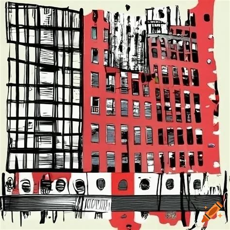 Weird Red And Black Collage Of Buildings