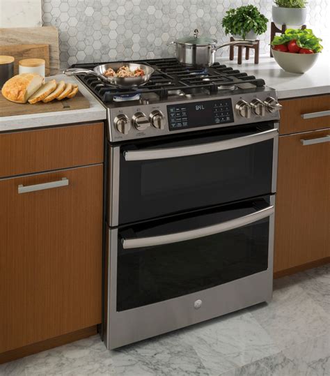 Ge Profile Series 67 Cu Ft Slide In Double Oven Gas Convection Range Stainless Steel