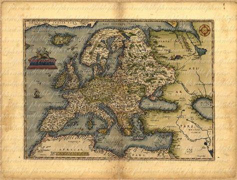 Map Of Europe From 1500s 081 Ancient Old World Cartography Etsy