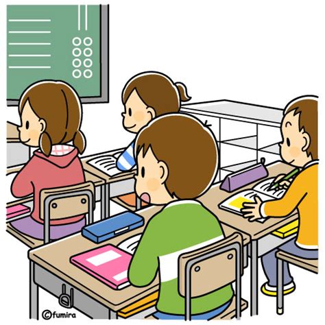 教室で授業を受ける・勉強をする男の子のイラスト（カラー）