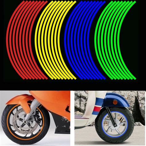 16pcs Motorcycle Reflective Strips Wheel Rim Stripe Tape Waterproof