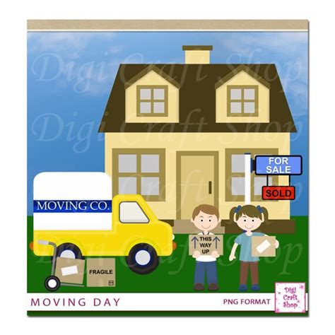 Digital Moving Day Clipart Images House For Sale Signs Etsy