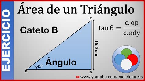 Área De Un Triángulo Rectángulo ángulo Y Cateto No2 Youtube