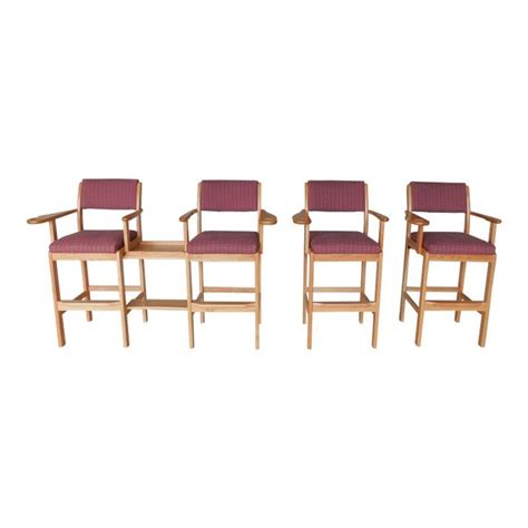 Whitaker Furniture Solid Oak Billiard High Stools Set Of 4 Accent Chairs For Living Room