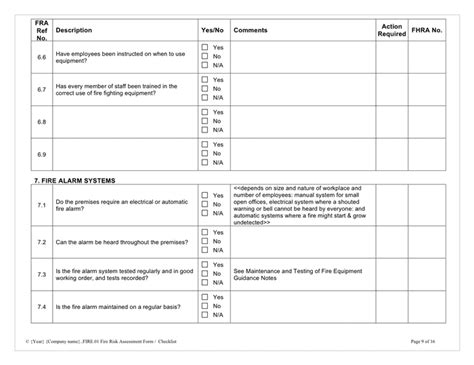 Fire Risk Assessment Checklist In Word And Pdf Formats Page 9 Of 16