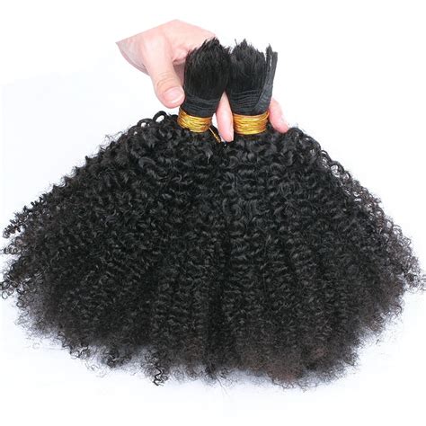 Human Braiding Hair Bulk No Weft Afro Kinky Curly Bulk Hair For Braiding Mongolian Remy Hair