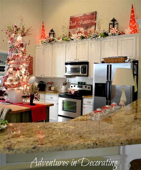 Lighted Garland Above Kitchen Cabinets