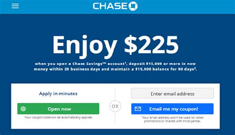 New customers can receive a $100 sign up bonus when they open a new chase secure banking account with qualifying activities. Chase Coupon $225 Savings Bonus (Working Link & Available ...