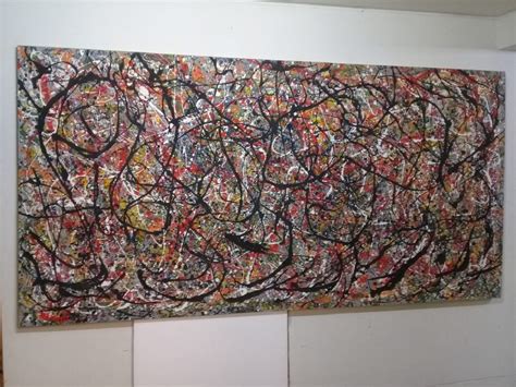 Jackson Pollock Large Oil On Canvas Painting Attributed