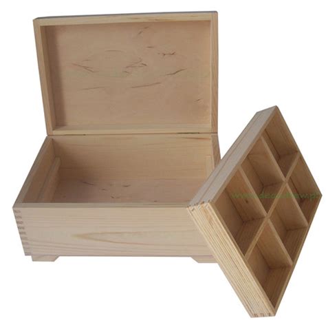 Pine Wood Jewellery Box With Removable Compartment Tray