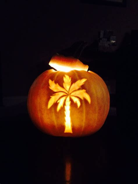 Palm Tree Carved White Pumpkin Easy Pumpkin Carving Pumpkin Carving