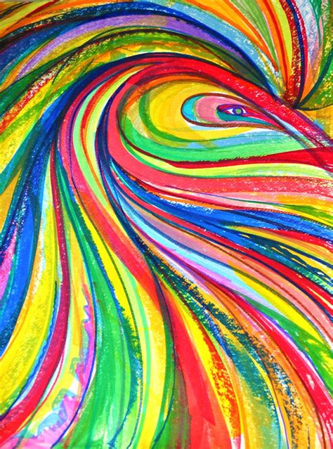 An Abstract Painting With Multicolored Lines And Swirls