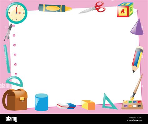 Border Template With Educational Items Illustration Stock Vector Image