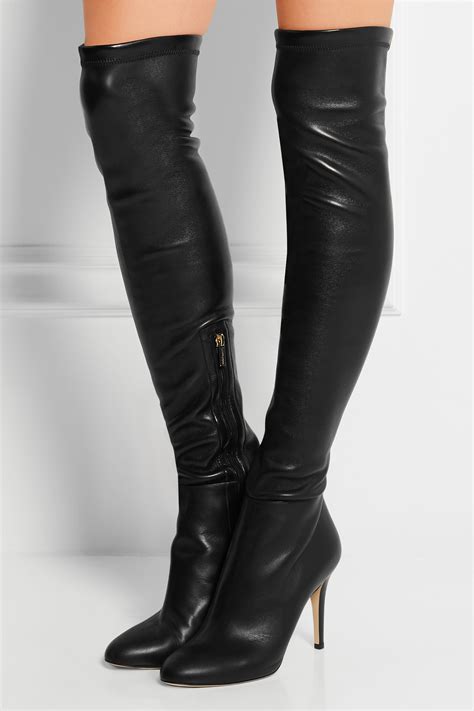 Jimmy Choo Toni Stretch Leather Over The Knee Boots In Black Lyst