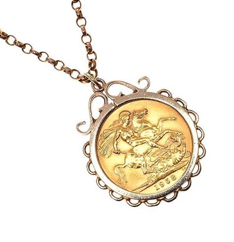 Ct Gold Mounted Sovereign Necklace