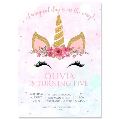 Unicorn Birthday Party Invitation Forever Your Prints