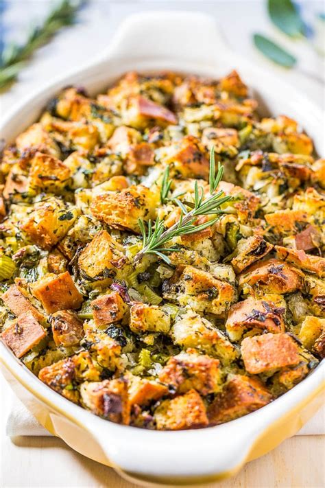 The Best Traditional Stuffing Recipe Easy No Frills Averie Cooks