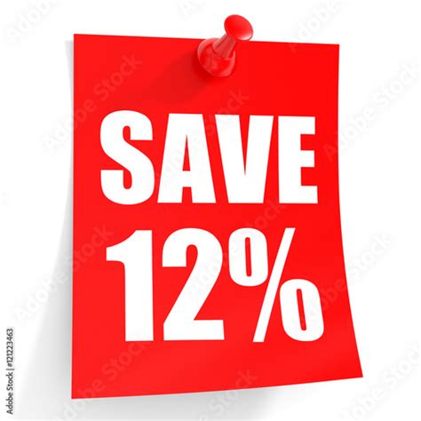 Discount 12 Percent Off 3d Illustration On White Background Stock