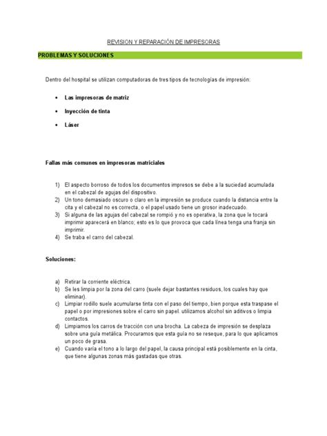 Revision Y Reparacion De Impresoras Impresora Computación Equipo