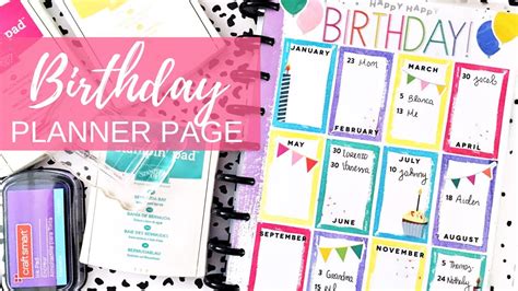 Birthday Planner Page Classic Happy Planner Youtube