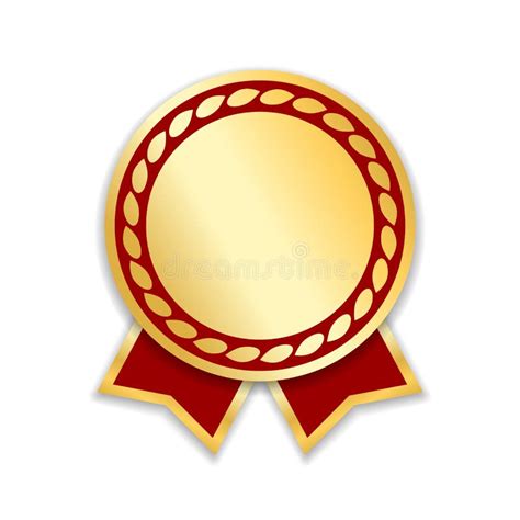Award Ribbon Isolated Gold Red Design Medal Label Badge Certificate