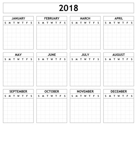 Free Yearly Blank Calendar Template Printable Blank Yearly Calendars