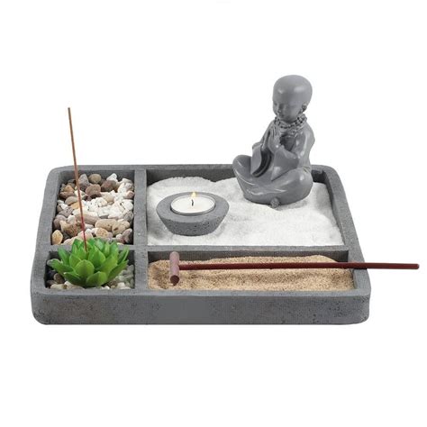 They come in a variety of styles and color. Zen Garden Kit - Tabletop Zen Garden Complete With Buddha Figurine, candle holder and incense holder