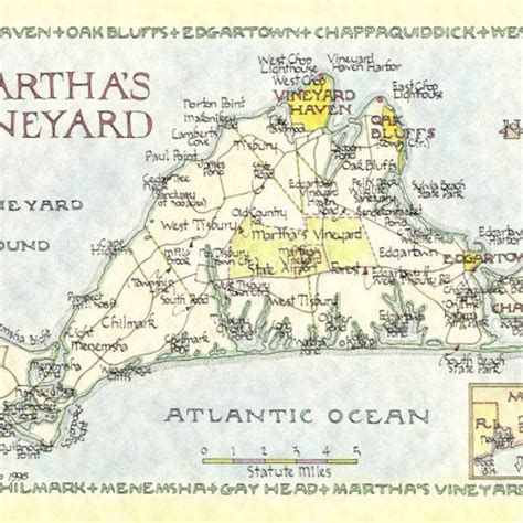 Map Of Martha S Vineyard Etsy