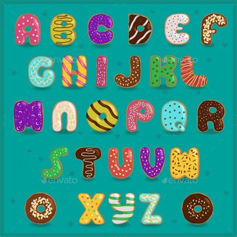Alphabet Donuts Sweet Font Each Symbol Is Cute Donut With Decor