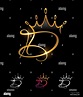 A vector illustration set of Golden Monogram Crown Initial Letter D ...