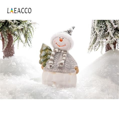 Laeacco Winter Christmas Backgrounds For Photography Snow Snowman T