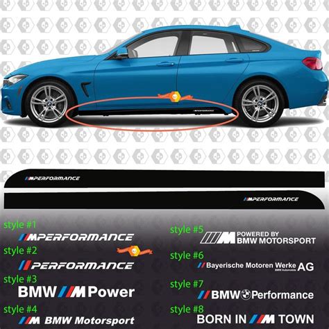 Suitable for application on any surface indoor or outdoor. BMW M Power M Performance Born In M Town M Motorsport Side Rocker Panel vinyl decals stickers ...