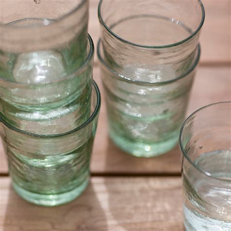 Set Of 4 Recycled Green Glass Tumblers Vintage Matters