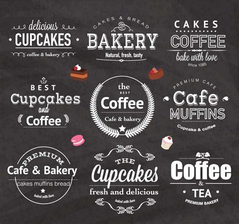 Vintage Bakery Cafe Logo Design Set Vector Free Download