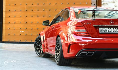 Red Mercedes Benz C63 Amg Gets Adv100 Mv2 Wheels Adv1