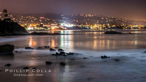 Laguna Beach Coastline At Night By Moonlight California 28863