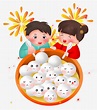 元宵节之手绘卡通男孩女孩吃汤圆PNG图片素材下载_卡通PNG_熊猫办公