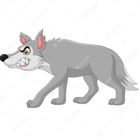 Premium Vector Cartoon Angry Wolf Isolated On White