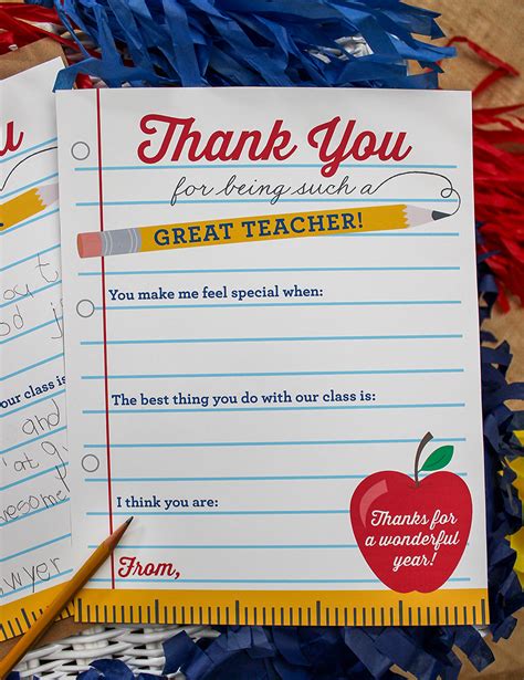 Teacher Appreciation Thank You Note Free Printable Free Printable