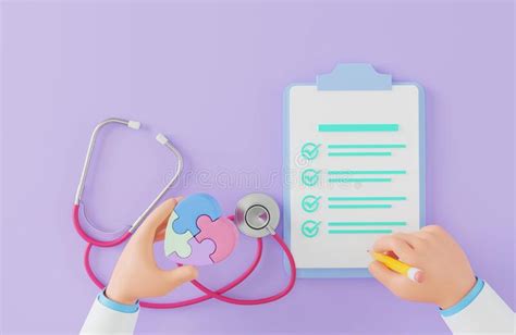 3d Cartoon Doctor Signing Health Checklist Medical Check Up Report