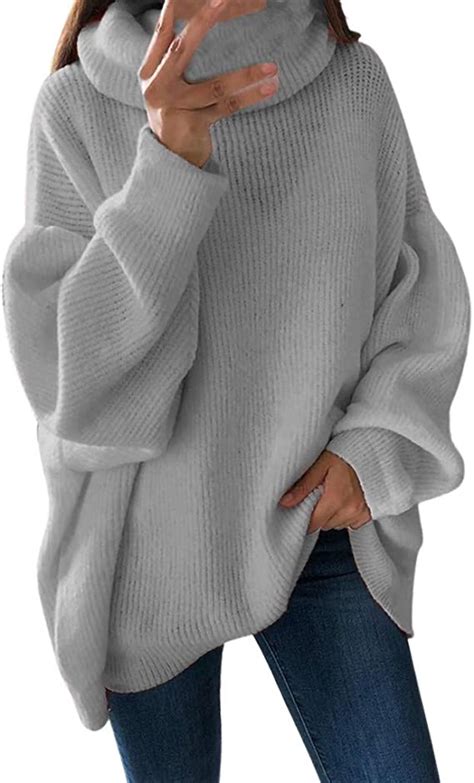 KUDICO Damen Sweater Tops Pullover Gemütlicher Rollkragenpullover