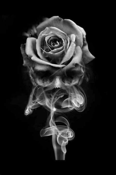 Love The How The Smoke Skull And Rose Come Together Design Style