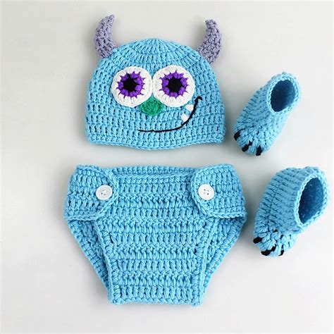 Newborn Baby Crochet Cartoon Monster Photography Props Outfits Clothes