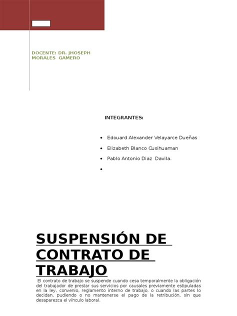 SuspensiÓn Del Contrato Laboral