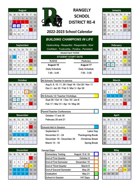 District Annual Calendar Rangely School District Re4