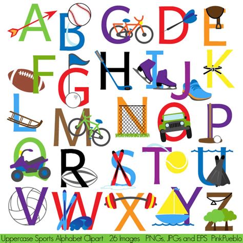 Sports Alphabet Font With Sports Letters Clipart Clip Art Etsy